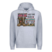 Heather Grey home of the free beacause of the brave Premium Hoodie - CowhideDigitalArt