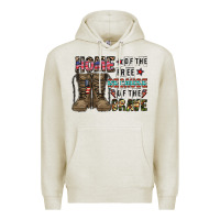 Oatmeal Heather home of the free beacause of the brave Premium Hoodie - CowhideDigitalArt