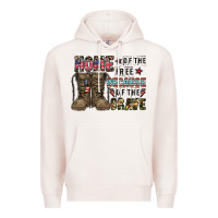 Pale Pink home of the free beacause of the brave Premium Hoodie - CowhideDigitalArt