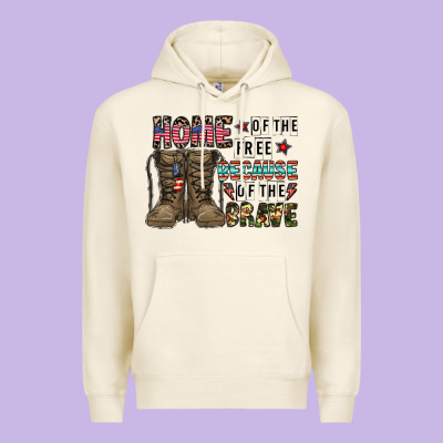 Home Of The Free Beacause Of The Brave Premium Hoodie Designed By Cowhidedigitalart