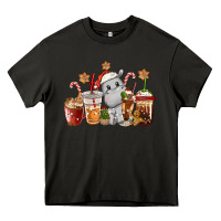 Asphalt hippopotamus coffee cups christmas Heavy Core Tee - CowGirlArtShop