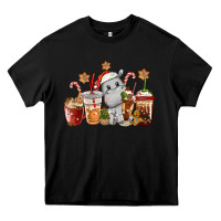 Black hippopotamus coffee cups christmas Heavy Core Tee - CowGirlArtShop