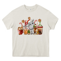 Cream hippopotamus coffee cups christmas Heavy Core Tee - CowGirlArtShop