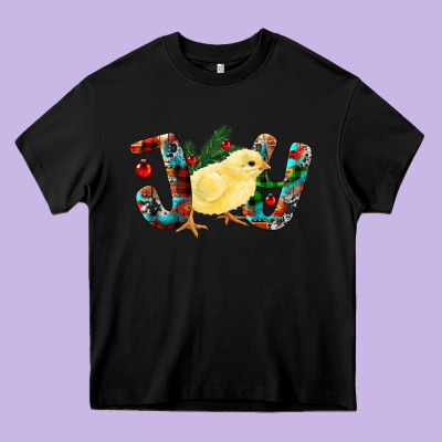 Christmas Joy With Chick Heavy Core Tee Designed By Ranaportraitstore