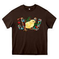 Chocolate Brown Christmas Joy With Chick Heavy Core Tee - RanaPortraitStore