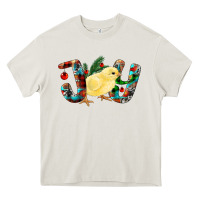 Cream Christmas Joy With Chick Heavy Core Tee - RanaPortraitStore