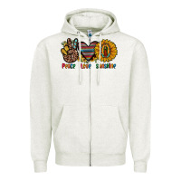 Oatmeal Heather peace love sunshine Zipper Hoodie - JahusDesignShop