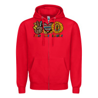 Red peace love sunshine Zipper Hoodie - JahusDesignShop