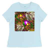 Baby Blue Mardi Gras Cow Leopard Seamless Pattern Ladies Tee - FaDigitalArtStudio