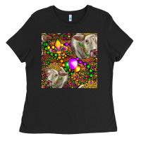 Black Mardi Gras Cow Leopard Seamless Pattern Ladies Tee - FaDigitalArtStudio