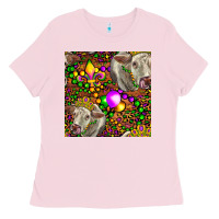 Bubblegum Pink Mardi Gras Cow Leopard Seamless Pattern Ladies Tee - FaDigitalArtStudio