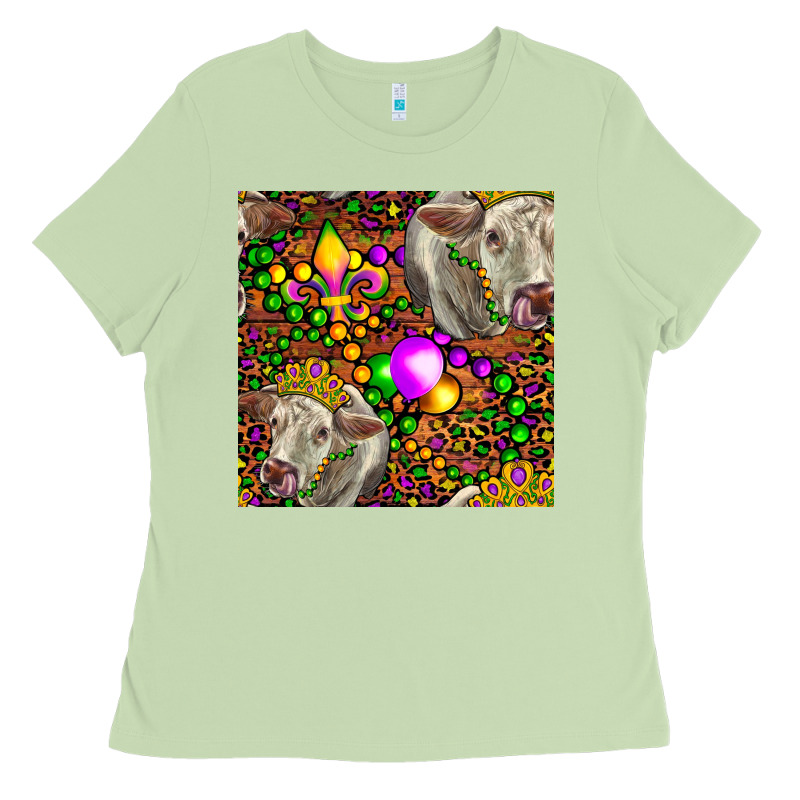 Mardi Gras Cow Leopard Seamless Pattern Ladies Tee by FaDigitalArtStudio | Teevron