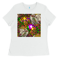 White Mardi Gras Cow Leopard Seamless Pattern Ladies Tee - FaDigitalArtStudio