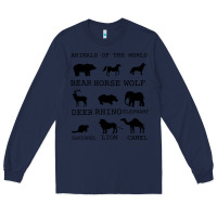 Navy Anımals Of The World Long Sleeve Tee - Bettercallsaul
