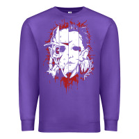 Purple friends horror face mashup horror movies halloween Premium Sweatshirt - artisFamous