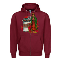 Burgundy our lady of guadalupe coffee Zipper Hoodie - JahusDesignShop