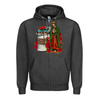 Charcoal Heather our lady of guadalupe coffee Zipper Hoodie - JahusDesignShop