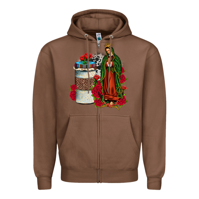 Our Lady Of Guadalupe Coffee Zipper Hoodie by JahusDesignShop | Teevron