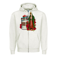 Oatmeal Heather our lady of guadalupe coffee Zipper Hoodie - JahusDesignShop