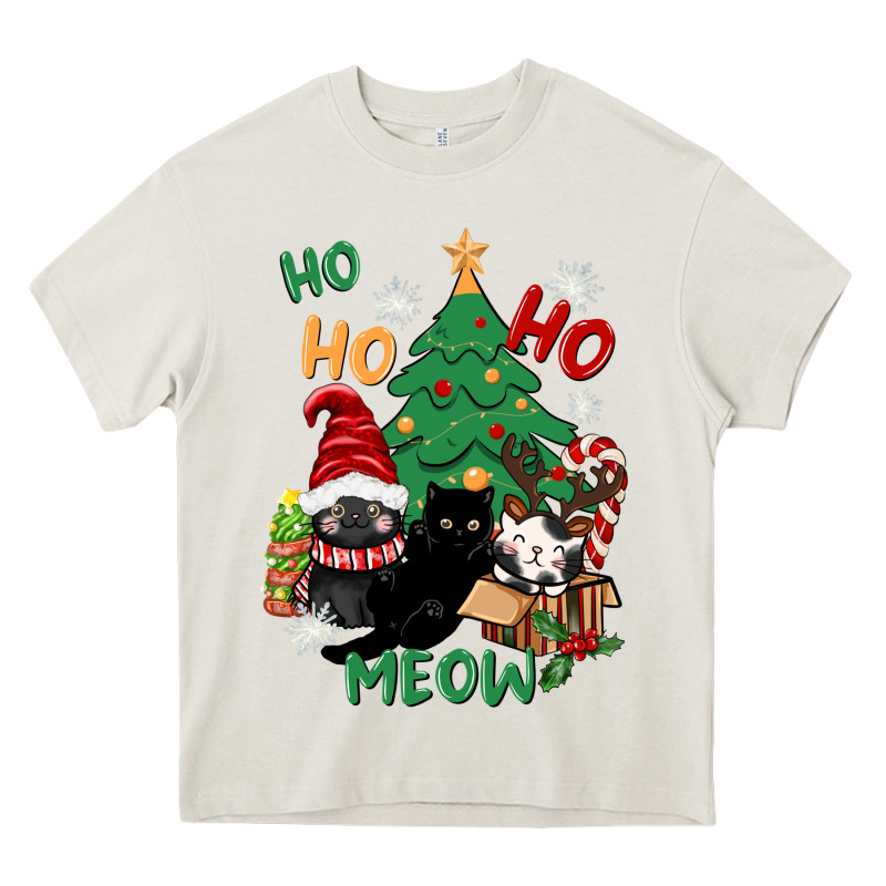 Ho Ho Ho Meow Heavy Core Tee by CowGirlArtShop | Teevron