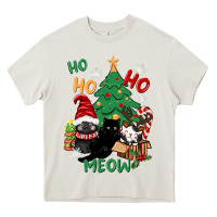 Cream ho ho ho meow Heavy Core Tee - CowGirlArtShop