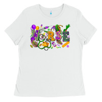White Nurse Mardi Gras Ladies Tee - FaDigitalArtStudio