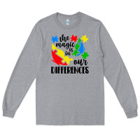 Heather Grey the magic is in our differences Long Sleeve Tee - CowhideDigitalArt
