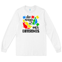 White the magic is in our differences Long Sleeve Tee - CowhideDigitalArt