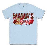 Dusty Blue Mamas boy with leopard mother's day Classic Tee - HowdyJamesFarm