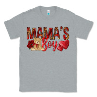 Heather Grey Mamas boy with leopard mother's day Classic Tee - HowdyJamesFarm