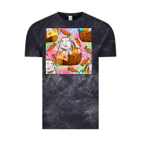 Cloud Black Easter Bunny With Hamper Seamless Pattern Vintage Tee - BundleAndBundleShop