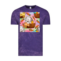 Cloud Purple Easter Bunny With Hamper Seamless Pattern Vintage Tee - BundleAndBundleShop