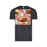 Vintage Black Easter Bunny With Hamper Seamless Pattern Vintage Tee - BundleAndBundleShop