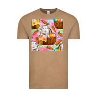 Vintage Coffee Easter Bunny With Hamper Seamless Pattern Vintage Tee - BundleAndBundleShop