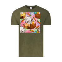 Vintage Olive Easter Bunny With Hamper Seamless Pattern Vintage Tee - BundleAndBundleShop