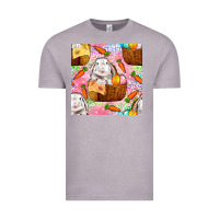Vintage Zinc Easter Bunny With Hamper Seamless Pattern Vintage Tee - BundleAndBundleShop