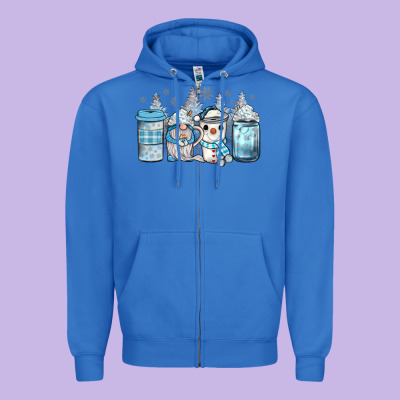 Winter Coffee Zipper Hoodie Designed By Jahusdesignshop