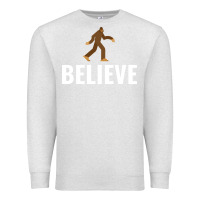 Oatmeal Heather believe bigfoot white Premium Sweatshirt - artisFamous