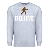 Heather Grey believe bigfoot white Premium Sweatshirt - artisFamous