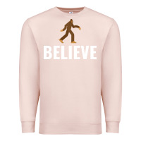 Pale Pink believe bigfoot white Premium Sweatshirt - artisFamous