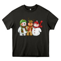 Asphalt christmas polar bear reindeer and snowman Heavy Core Tee - CowGirlArtShop