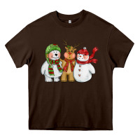 Chocolate Brown christmas polar bear reindeer and snowman Heavy Core Tee - CowGirlArtShop