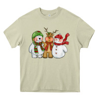 Mossy christmas polar bear reindeer and snowman Heavy Core Tee - CowGirlArtShop