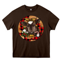 Chocolate Brown Christmas Baby Cow Heavy Core Tee - RanaPortraitStore
