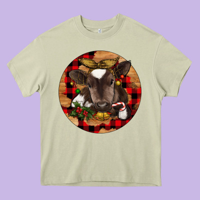 Christmas Baby Cow Heavy Core Tee Designed By Ranaportraitstore
