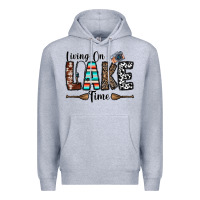 Heather Grey living on lake time Premium Hoodie - CowhideDigitalArt