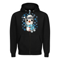Black snowman coffee cup Zipper Hoodie - JahusDesignShop