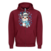 Burgundy snowman coffee cup Zipper Hoodie - JahusDesignShop