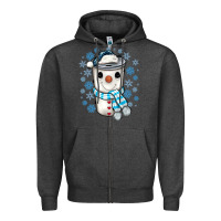 Charcoal Heather snowman coffee cup Zipper Hoodie - JahusDesignShop