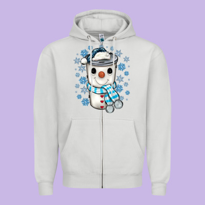 Snowman Coffee Cup Zipper Hoodie Designed By Jahusdesignshop